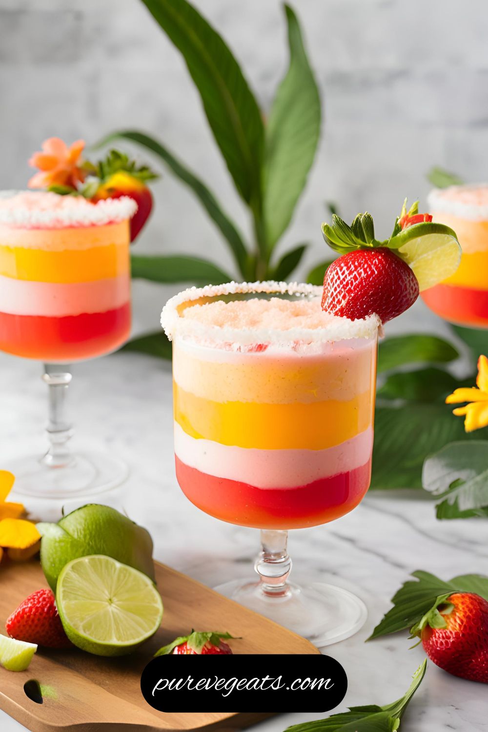 Virgin Layered Strawberry-Mango Margaritas Recipe